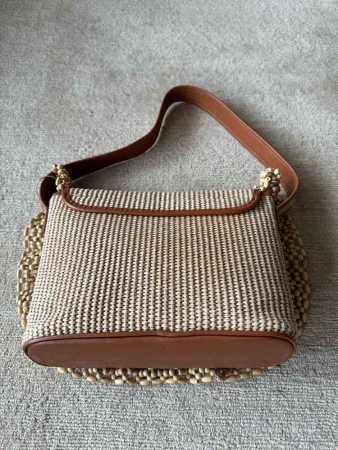 Beaded Embellished Straw Bag BROWN - 3
