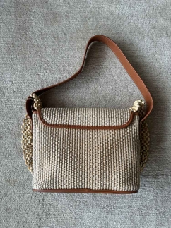 Beaded Embellished Straw Bag BROWN - RARU BY BERİL KOÇ (1)