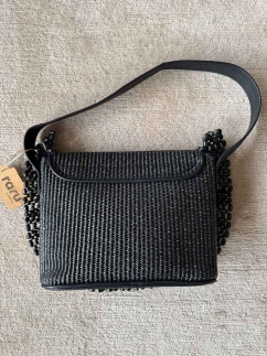 Beaded Embellished Straw Bag BLACK - RARU BY BERİL KOÇ (1)