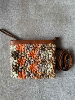 Raffia Flower Embellished Bag BROWN - RARU BY BERİL KOÇ