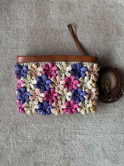 Raffia Flower Embellished Bag BROWN - RARU BY BERİL KOÇ