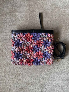 Raffia Flower Embellished Bag BLACK - RARU BY BERİL KOÇ