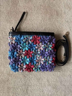 Raffia Flower Embellished Bag BLACK - RARU BY BERİL KOÇ