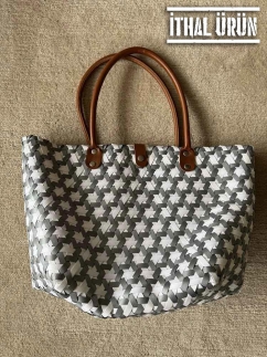 Vietnamese Handmade Plastic Crochet Daily Bag BROWN - RARU BY BERİL KOÇ