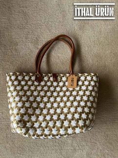 Vietnamese Handmade Plastic Crochet Daily Bag BROWN - RARU BY BERİL KOÇ