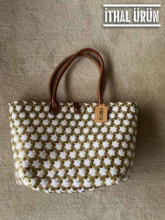 Vietnamese Handmade Plastic Crochet Daily Bag BROWN - 1