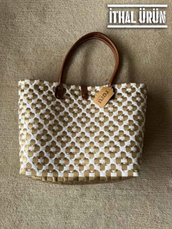 Vietnamese Handmade Plastic Crochet Daily Bag BROWN - RARU BY BERİL KOÇ