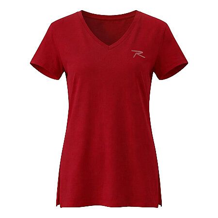 Raru Cotton V-Neck T-Shirt FRAGUM Burgundy - 1