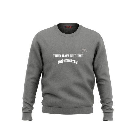Raru Cotton Crew Neck Unisex Basic Sweatshirt AUDAX Anthracite Melange - 1