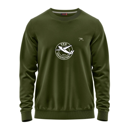 Raru 100% Cotton Crew Neck Unisex Basic Sweatshirt AUDAX Khaki - 1