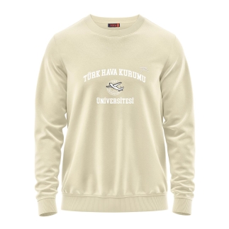 Raru x THKU %100 Pamuk Bisiklet Yaka Unisex Sweatshirt AUDAX EKRU - R.SPQOR