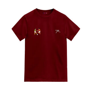 Raru x 343 DIGITAL %100 Pamuk T-Shirt AGNITIO BORDO - R.SPQOR