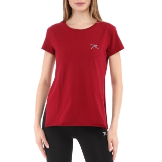 Kadın %100 Pamuk Bisiklet Yaka T-Shirt FUMUS BORDO - RARU