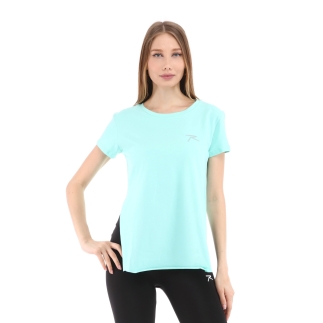 Kadın %100 Pamuk Bisiklet Yaka T-Shirt FUMUS MİNT - RARU (1)