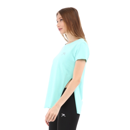 Kadın %100 Pamuk Bisiklet Yaka T-Shirt FUMUS MİNT - 3