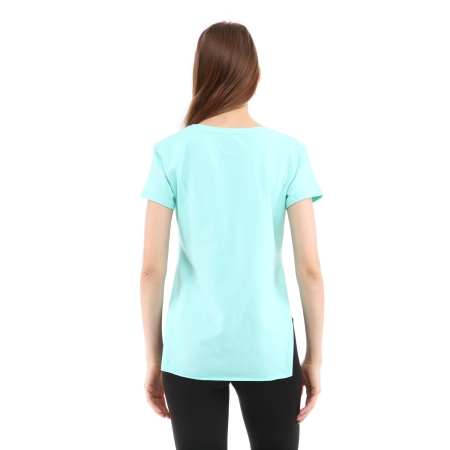 Kadın %100 Pamuk Bisiklet Yaka T-Shirt FUMUS MİNT - 4