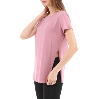 Kadın %100 Pamuk Bisiklet Yaka T-Shirt FUMUS PEMBE - RARU