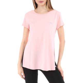 Kadın %100 Pamuk Bisiklet Yaka T-Shirt FUMUS PEMBE - RARU