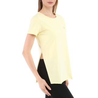 Kadın %100 Pamuk Bisiklet Yaka T-Shirt FUMUS SARI - RARU