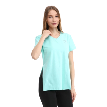 Raru Kadın %100 Pamuk V Yaka T-Shirt FRAGUM MİNT - 3