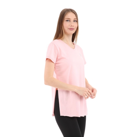 Raru Kadın %100 Pamuk V Yaka T-Shirt FRAGUM PEMBE - 3