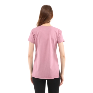 Raru Kadın %100 Pamuk V Yaka T-Shirt FRAGUM PEMBE - 4
