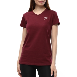 Kadın %100 Pamuk T-Shirt MULIER BORDO - RARU (1)