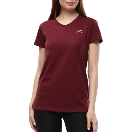 Kadın %100 Pamuk T-Shirt MULIER BORDO - 2