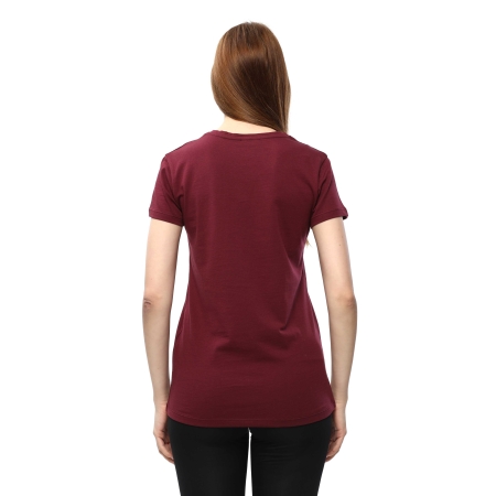 Kadın %100 Pamuk T-Shirt MULIER BORDO - 4