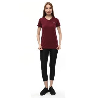 Kadın %100 Pamuk T-Shirt MULIER BORDO - 5