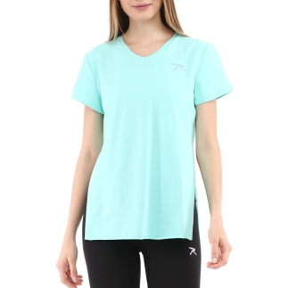 Kadın %100 Pamuk V Yaka T-Shirt FRAGUM MİNT - RARU