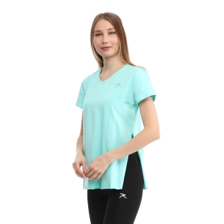 Kadın %100 Pamuk V Yaka T-Shirt FRAGUM MİNT - RARU (1)