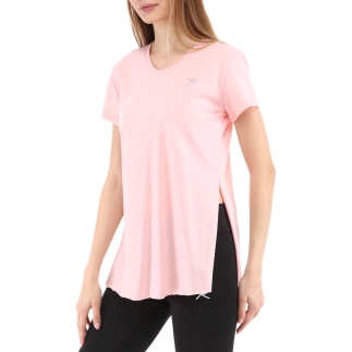 Kadın %100 Pamuk V Yaka T-Shirt FRAGUM PEMBE - RARU
