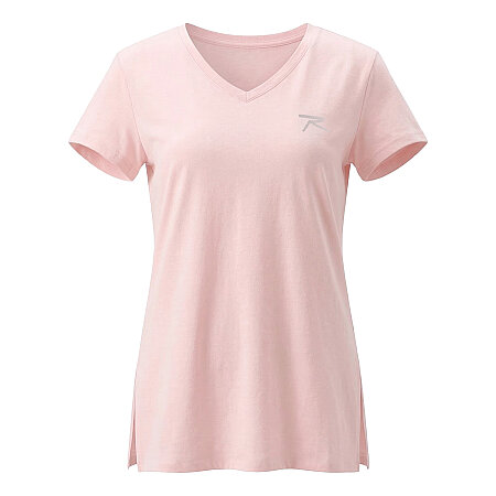Kadın %100 Pamuk V Yaka T-Shirt FRAGUM PEMBE - 1