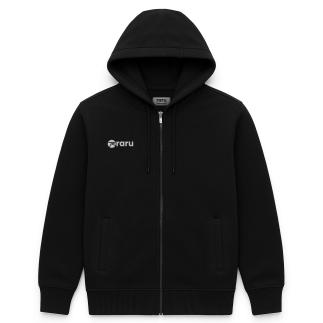 Kapüşonlu Tam Fermuarlı Sweatshirt SİYAH - BÜYÜK BEDEN