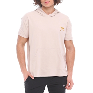 Raru Cotton Short Sleeved Hoodie OCULUS Beige - RARU