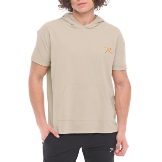 Pamuklu Kapüşonlu Kısa Kollu Sweatshirt OCULUS GRİ - RARU