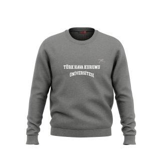 Raru x THKU Pamuklu Bisiklet Yaka Unisex Basic Sweatshirt AUDAX ANTRASİT MELANJ - RARU