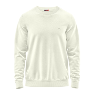 %100 Pamuk Bisiklet Yaka Unisex Basic Sweatshirt AUDAX EKRU - RARU