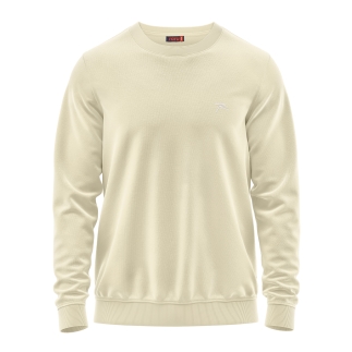 %100 Pamuk Bisiklet Yaka Unisex Basic Sweatshirt AUDAX EKRU - RARU