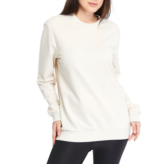 %100 Pamuk Bisiklet Yaka Unisex Basic Sweatshirt AUDAX EKRU - RARU (1)
