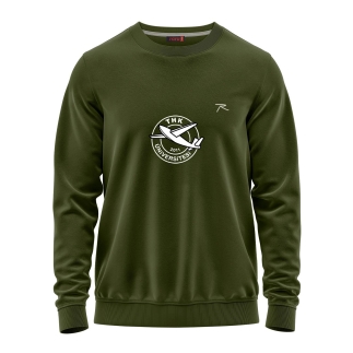 Raru x THKU %100 Pamuk Bisiklet Yaka Unisex Basic Sweatshirt AUDAX HAKİ - RARU