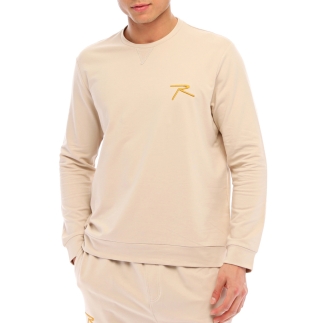 Pamuklu Bisiklet Yaka Basic Sweatshirt OMNIS BEJ - RARU