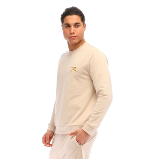 Pamuklu Bisiklet Yaka Basic Sweatshirt OMNIS BEJ - RARU (1)