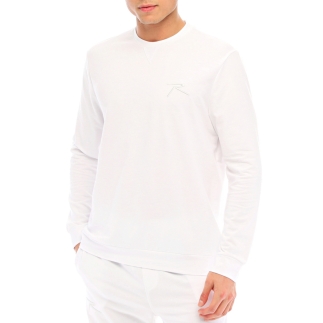 Pamuklu Bisiklet Yaka Basic Sweatshirt OMNIS BEYAZ - RARU