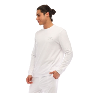 Pamuklu Bisiklet Yaka Basic Sweatshirt OMNIS BEYAZ - RARU (1)
