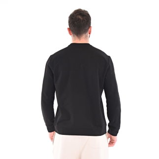 Pamuklu Bisiklet Yaka Basic Sweatshirt PORTA SİYAH - 3