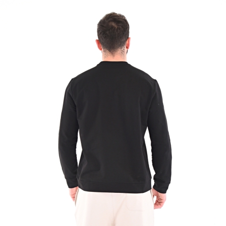 Pamuklu Bisiklet Yaka Basic Sweatshirt PORTA SİYAH - 3