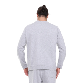 Pamuklu Bisiklet Yaka Basic Sweatshirt PORTA GRİ MELANJ - 4