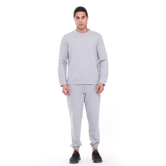 Pamuklu Bisiklet Yaka Basic Sweatshirt PORTA GRİ MELANJ - 5